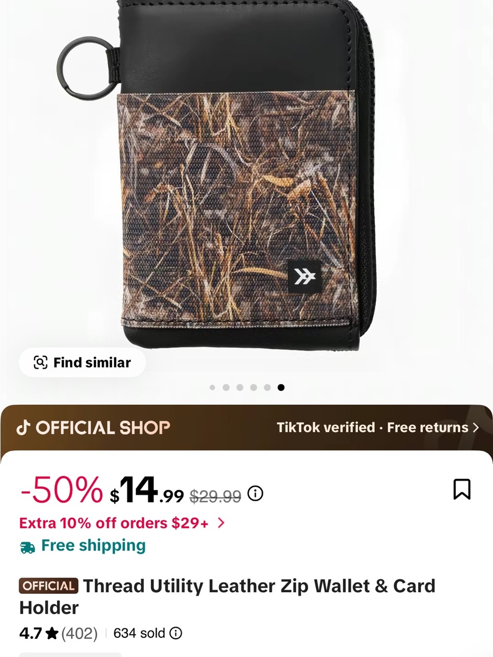 Women  Zip Wallet & Card Holder - Black with Camouflage.